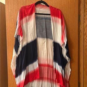 Maurices Red and White Gradient Kimono